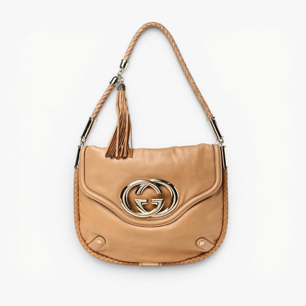 Gucci Britt Tassel Hobo Shoulder Bag Calfskin Leather